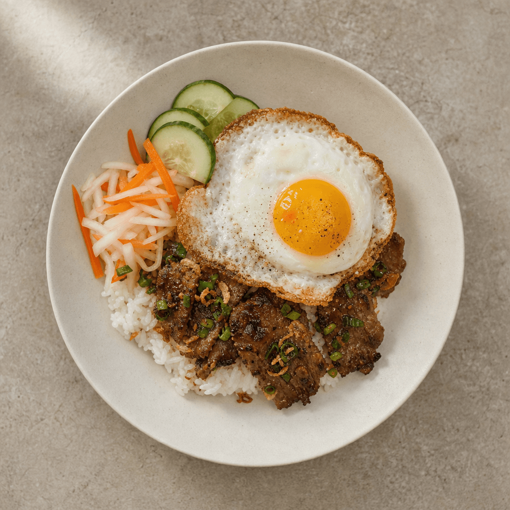 Vietnamese Broken Rice with Fried Egg