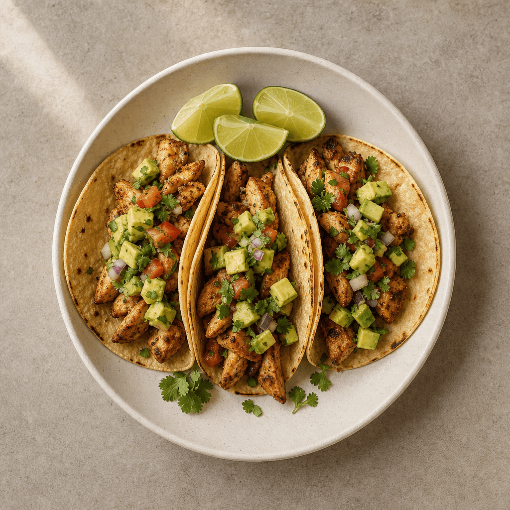 Chicken Tacos with Avocado Salsa