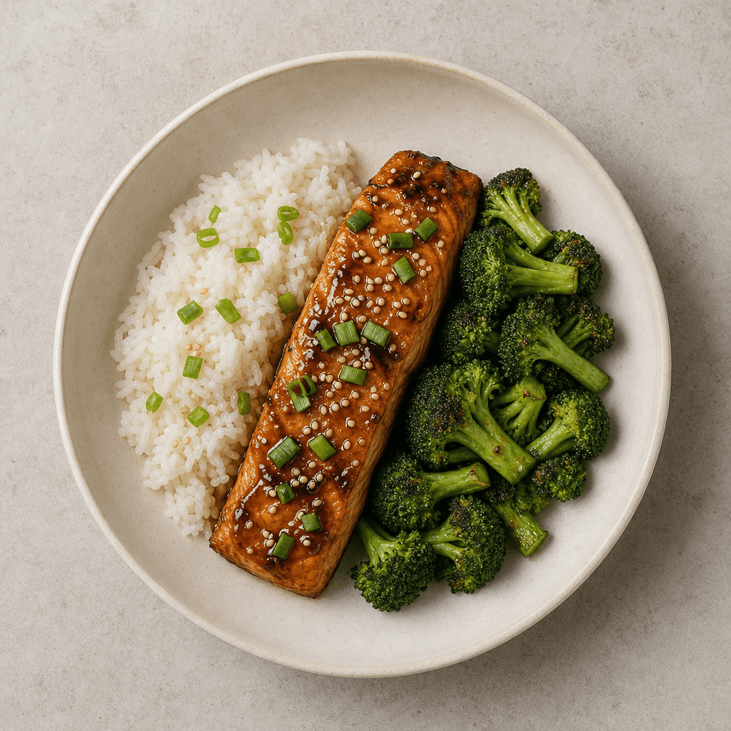 Teriyaki Salmon with Steamed Rice