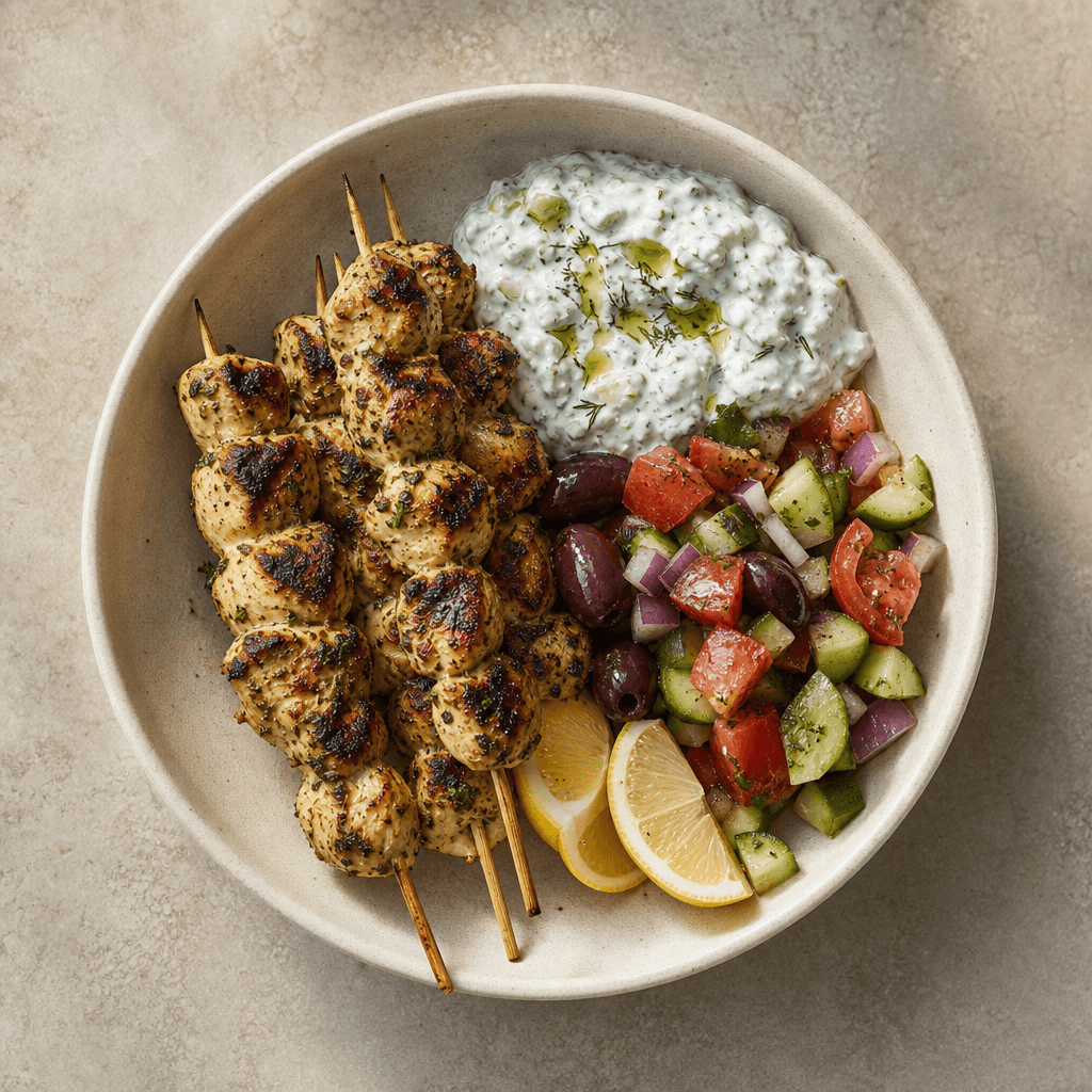 Greek Chicken Souvlaki with Tzatziki